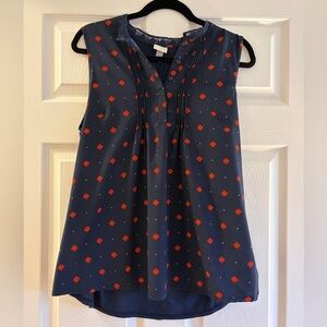 a new day Navy and Red Patterned Blouse
